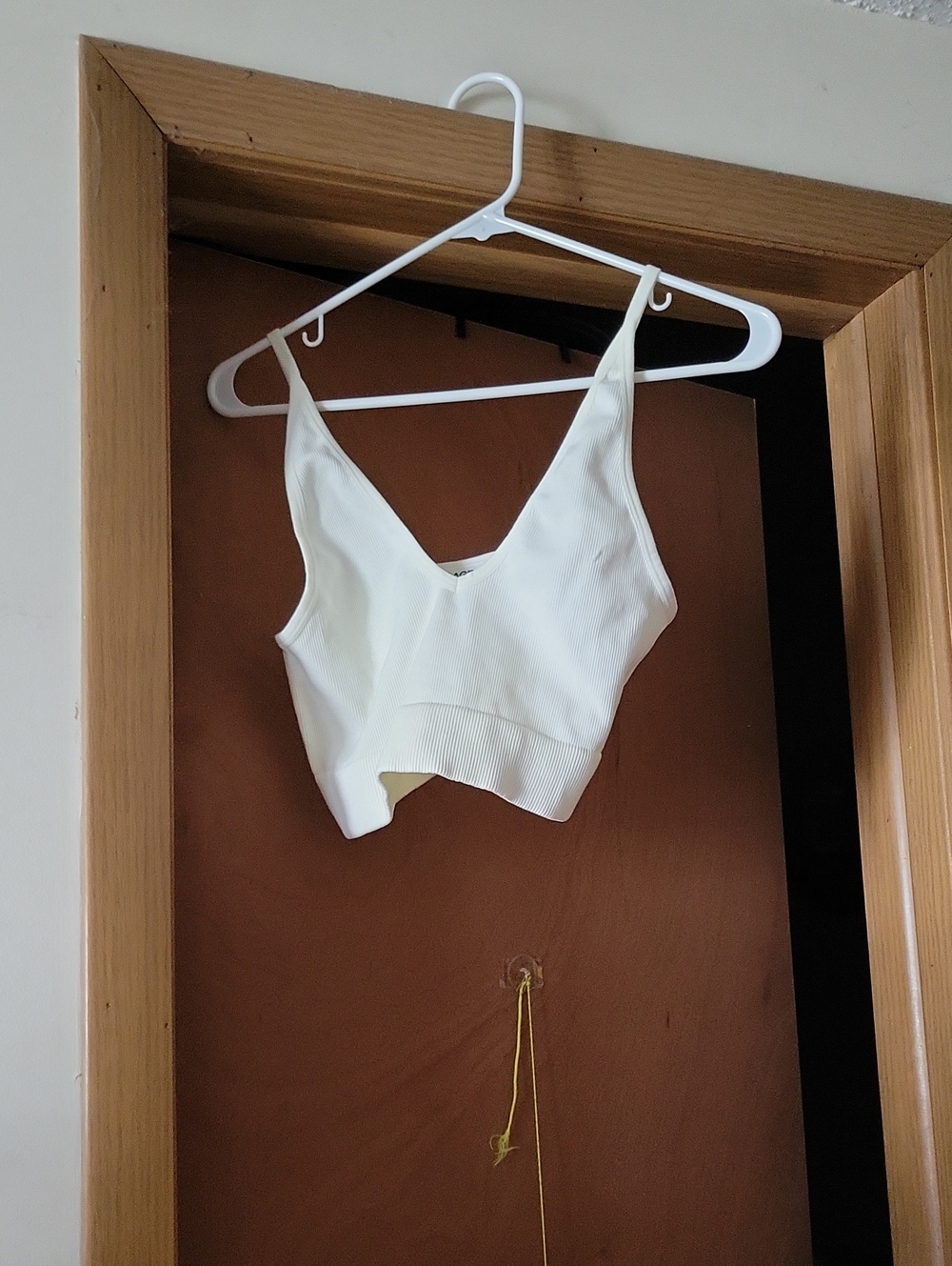 V-Neck Ribbed Cropped Tank Top - White GARAGE